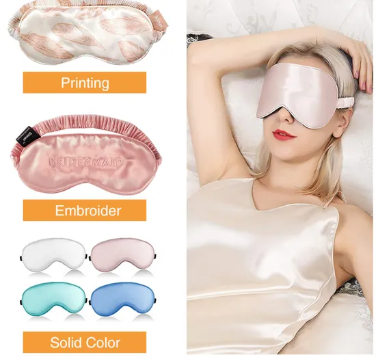 Custom Printed Silk Sleep Eye Mask with Pouch