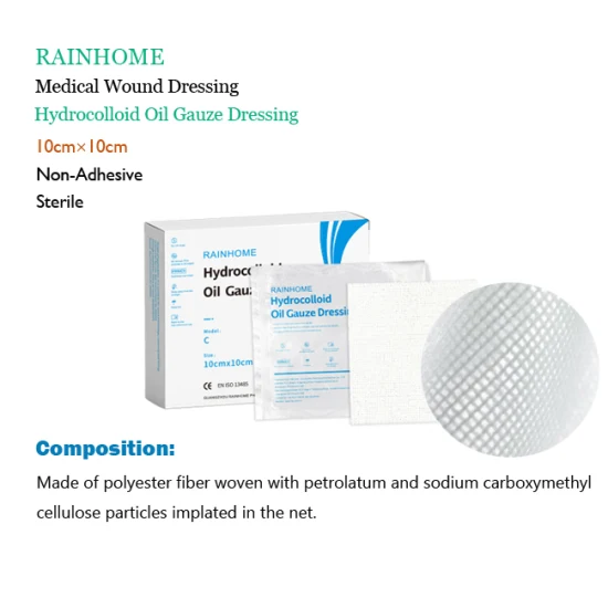 Suministros quirúrgicos desechables médicos capa de contacto apósito de gasa de aceite hidrocoloide