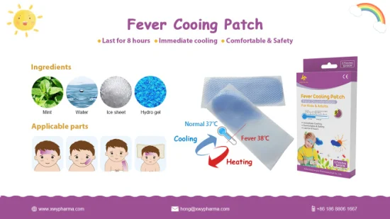 Parche de enfriamiento de fiebre de hidrogel de decoloración de calor de producto al por mayor de personalización básica para niños