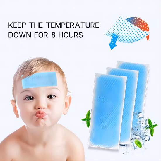 Parche de gel refrescante desechable para la fiebre del bebé para aliviar el dolor de cabeza