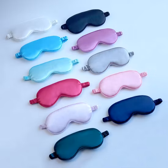 Antifaz para dormir con cubierta de seda de doble cara bordada con encaje ajustable